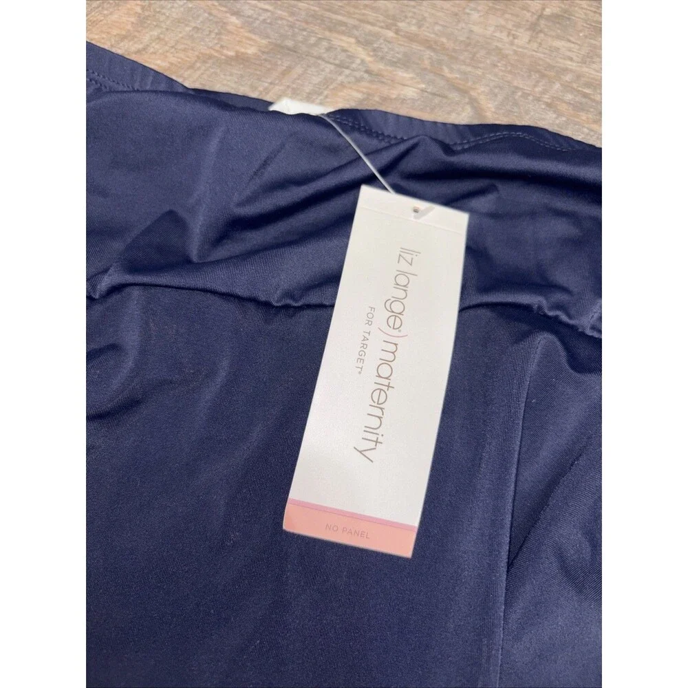 Liz Lange Maternity Swim Skirt Women XL Navy Blue Ruffle Hem Stretch Beach New